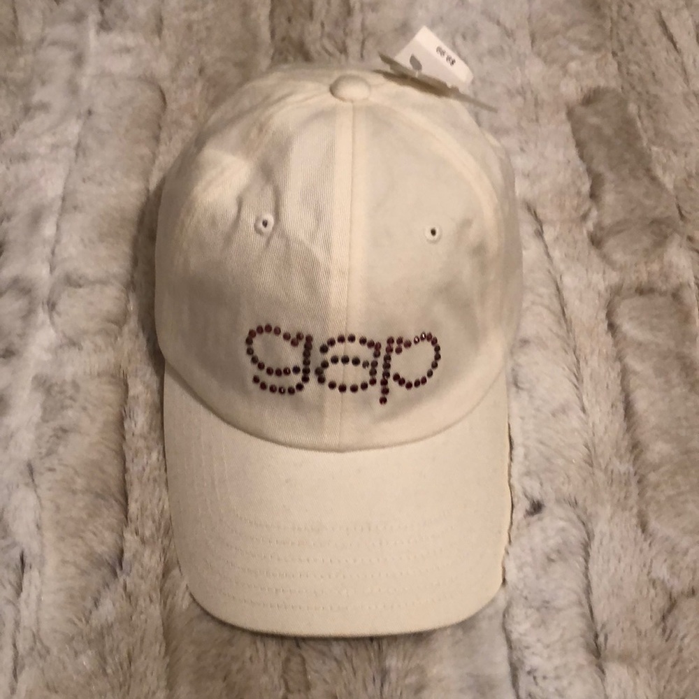 NWT Gap New White Cap with Purple Rhinestones